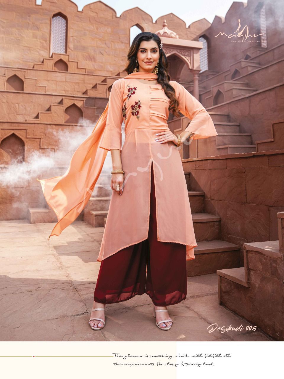 Mayur Desi Kudi Heavy Famcy Festive Wear Designer Front Cut Top Bottom With Dupatta Collection